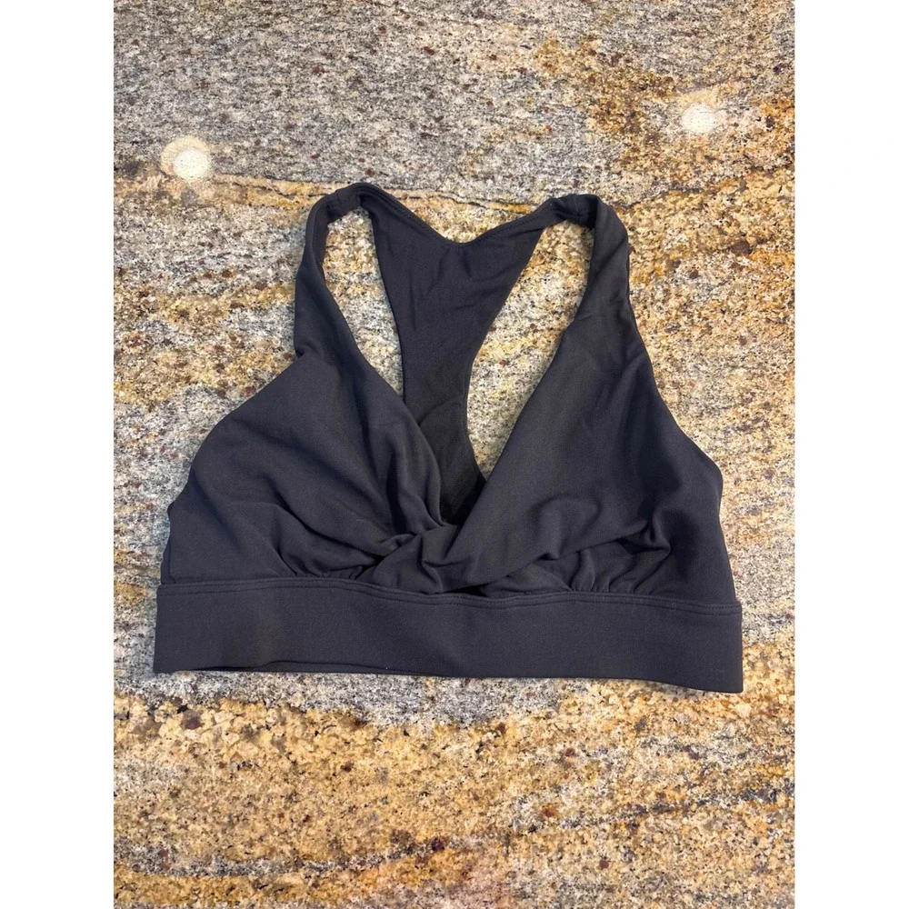 Lululemon Sweet Awakenings Bra Sports Bra Black Twisted Front Racerback Size 6